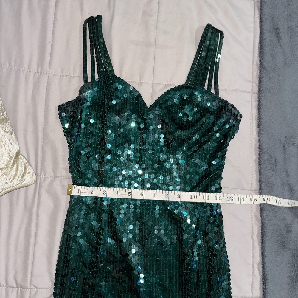 90s vintage Emerald green sequin maxi gown